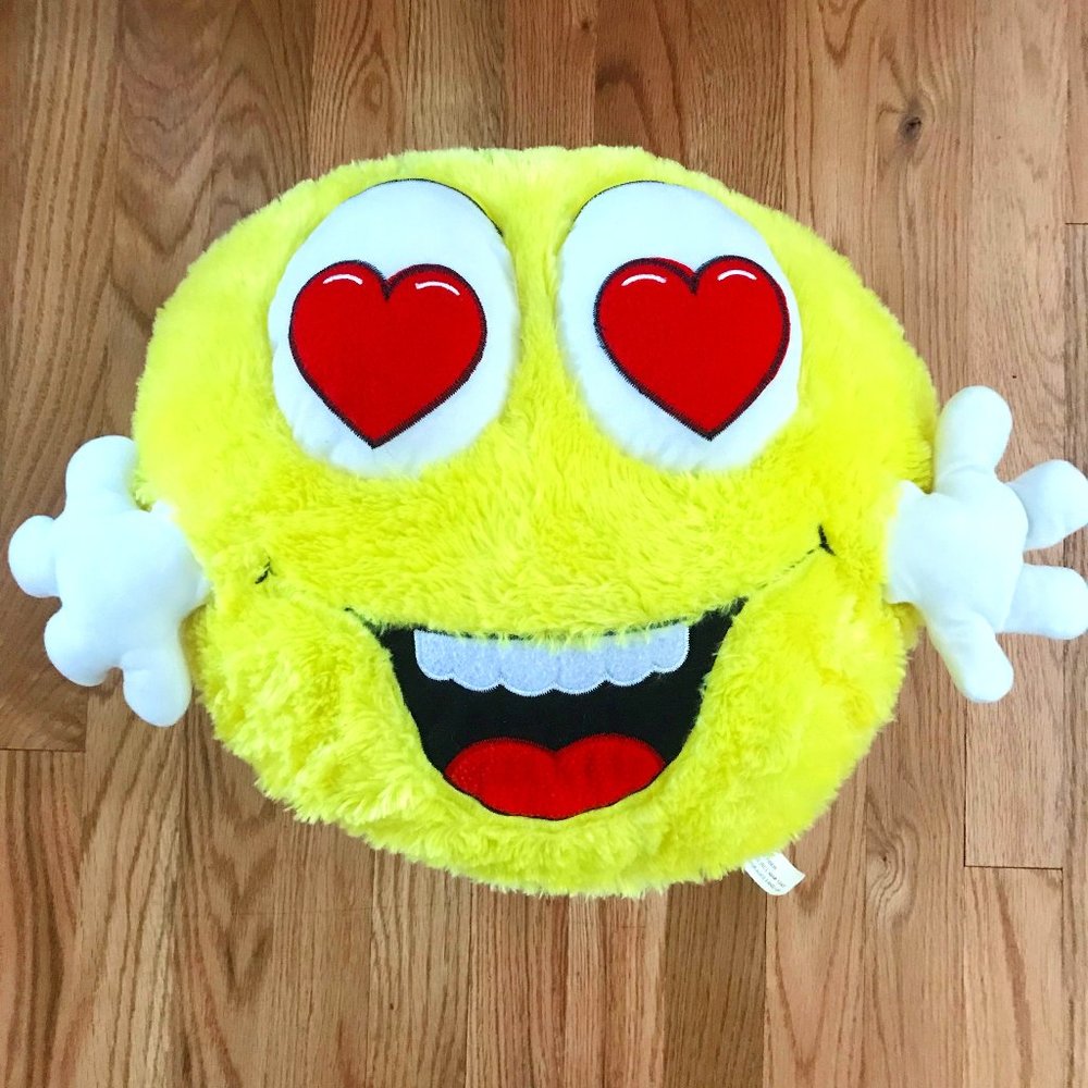 Fuzzy Furry Heart Eyed Emoji Extra Large Plush Pillow